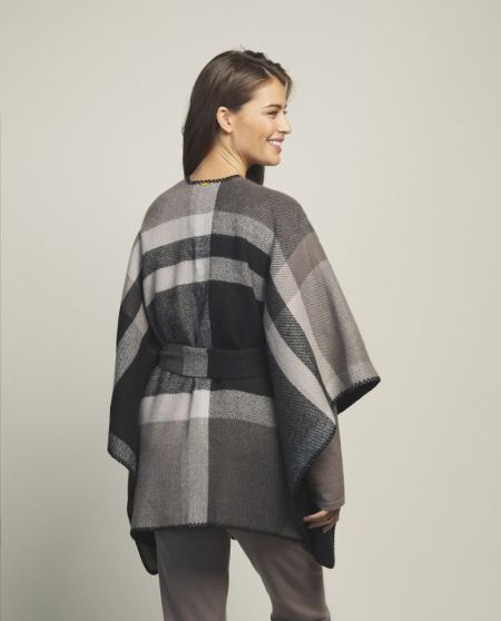 poncho with belt 004-black