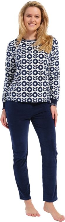 Huispak wit blauwe print 529 - dark blue
