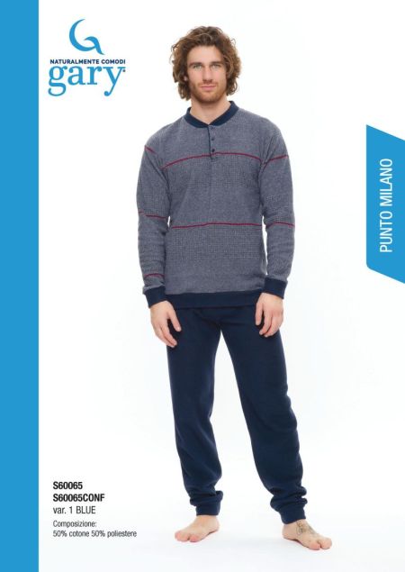 Heren pyjama blauw